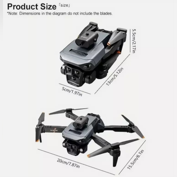 K6 MAX Quadcopter Drone, built-in electronic control triple cameras, Orange - Picture 2 of 6